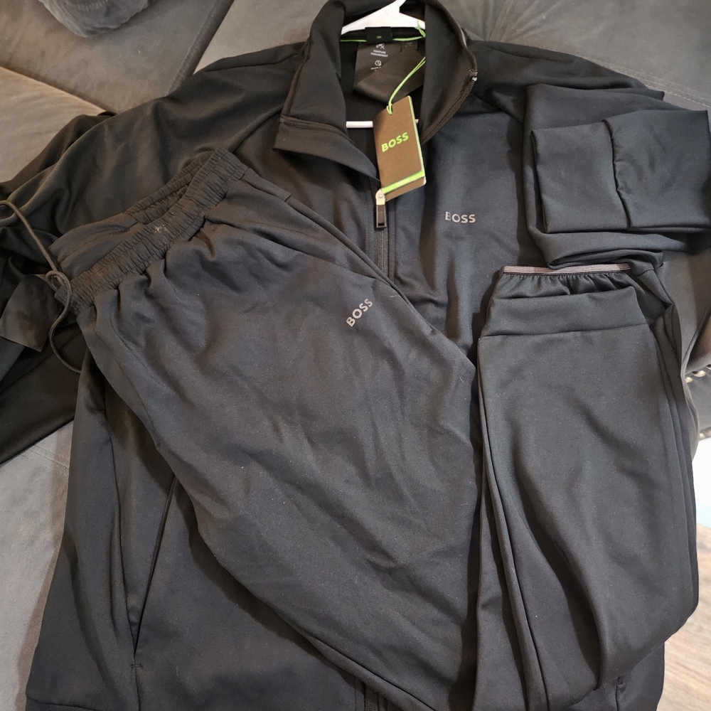 BOSS Men's Black Track Jacket & Jogger Set